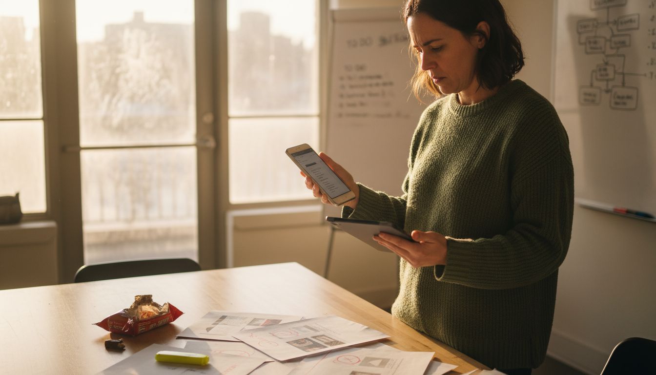 Designer comparing responsive website layouts