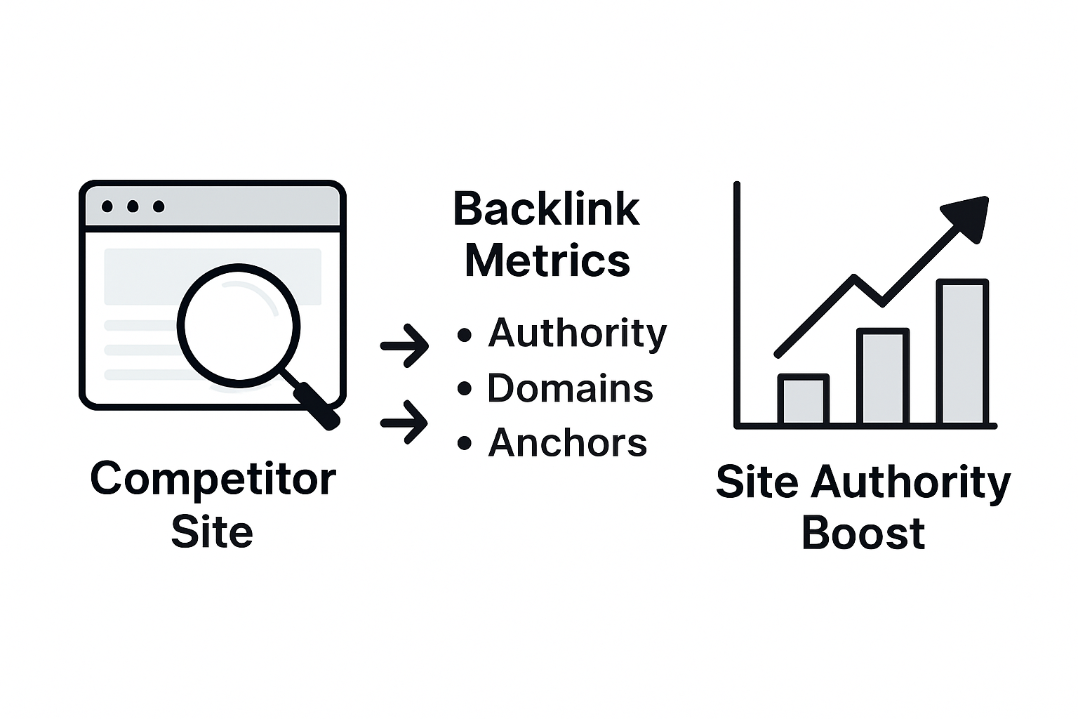 Infographic showing SEO backlink analysis steps