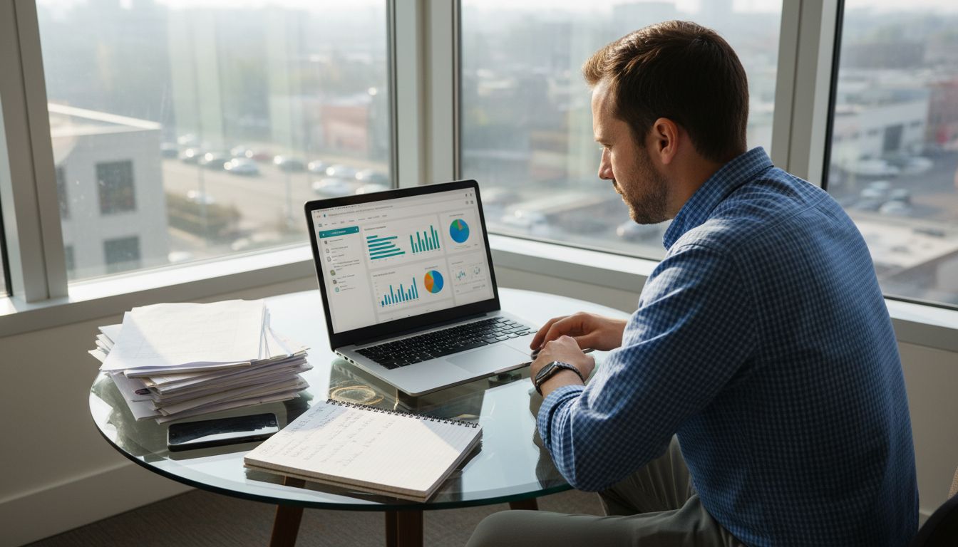 SEO consultant reviewing website analytics reports