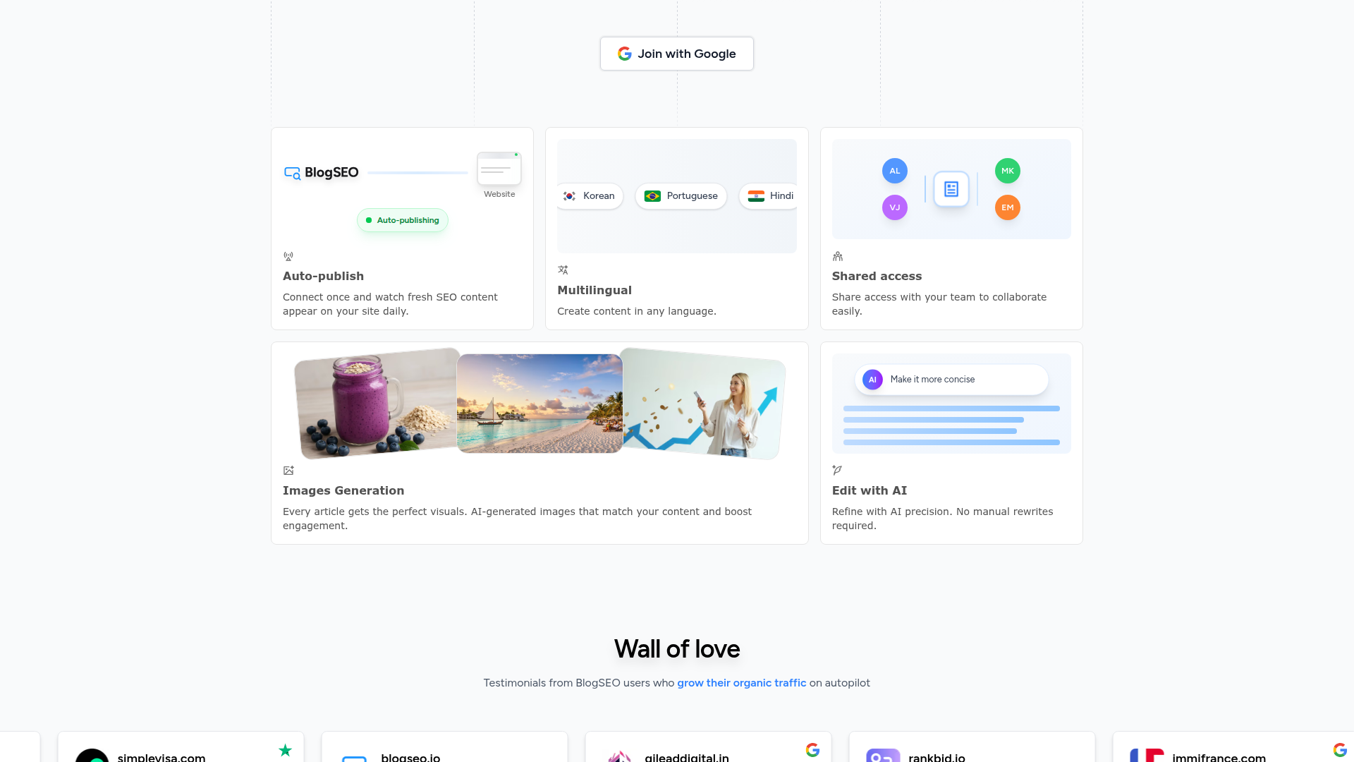 Blogseo IO Review - Features Screenshot