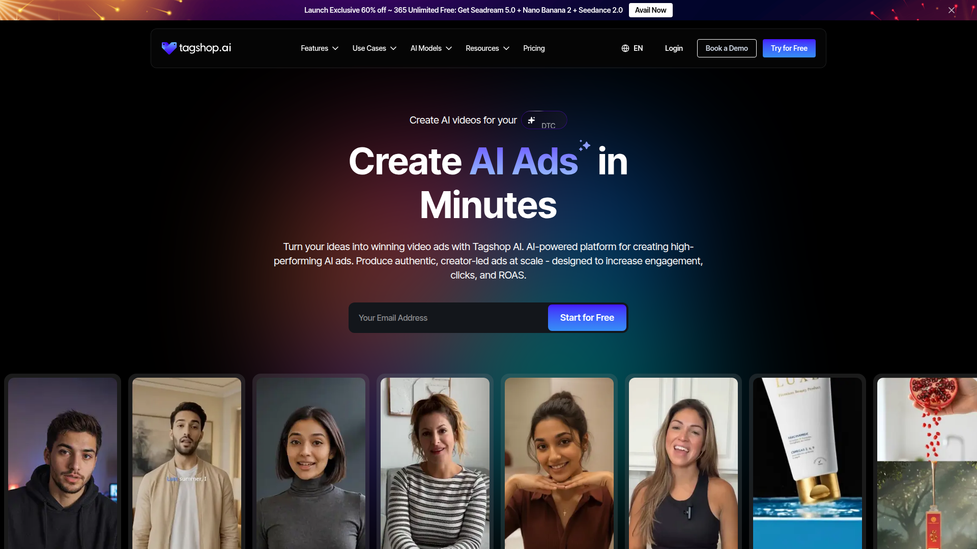 Tagshop AI Review - Homepage Screenshot