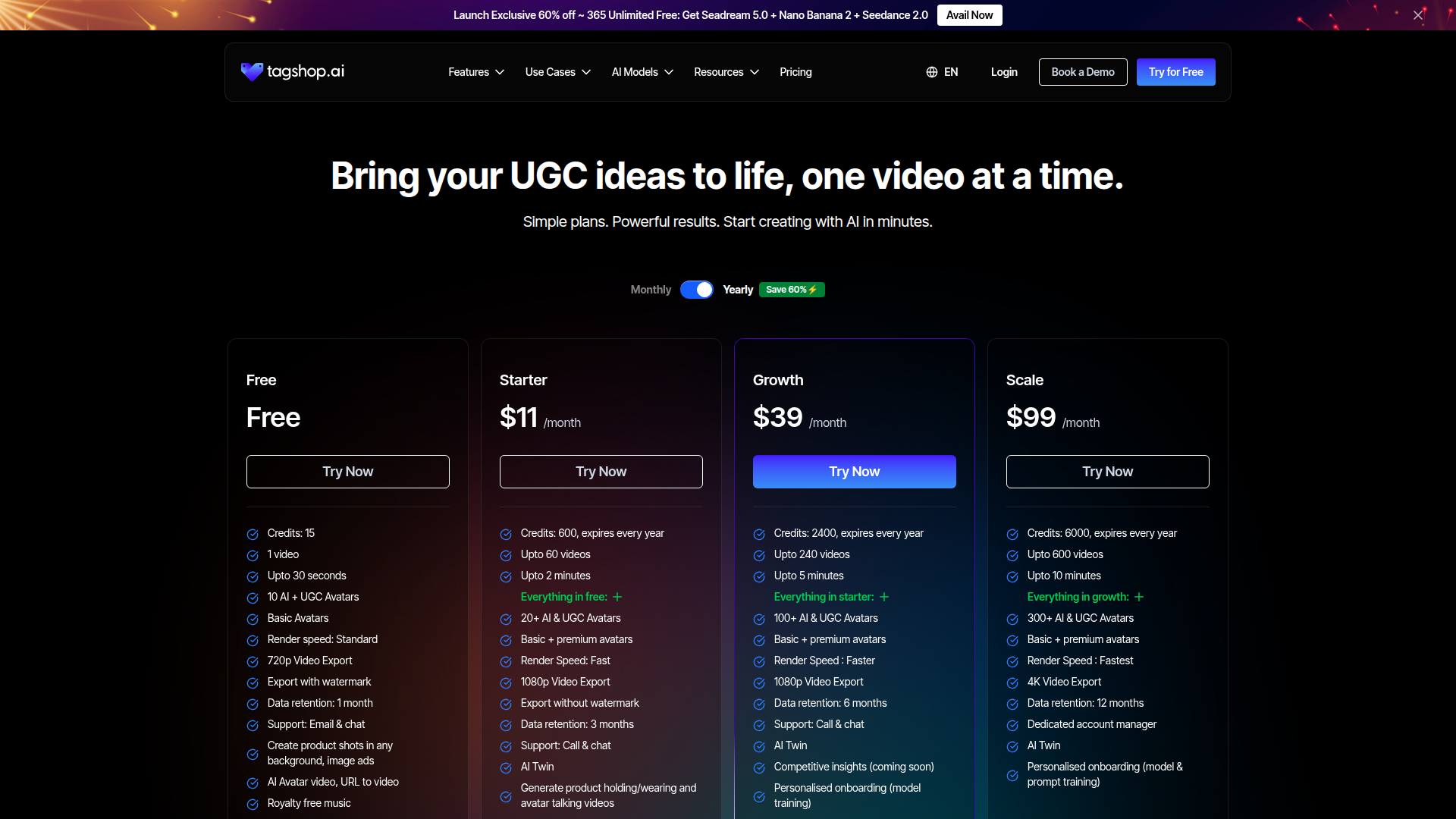 Tagshop AI Review - Pricing Screenshot