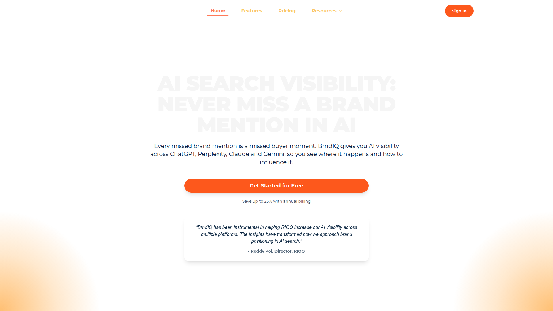 Brndiq AI Review - Homepage Screenshot