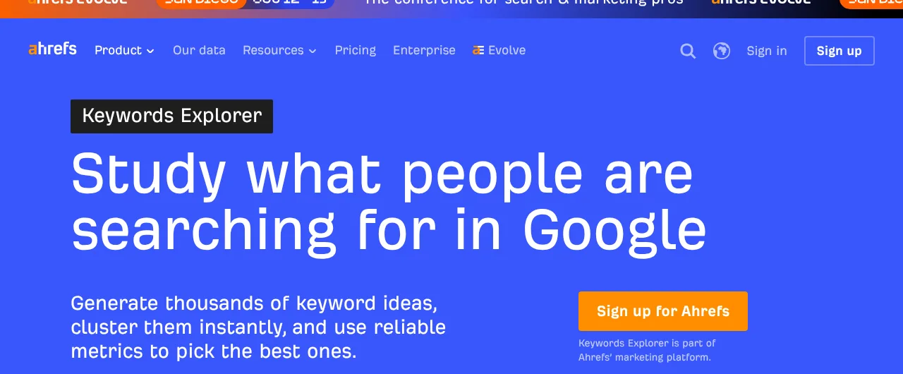 Ahrefs Keywords Explorer screenshot